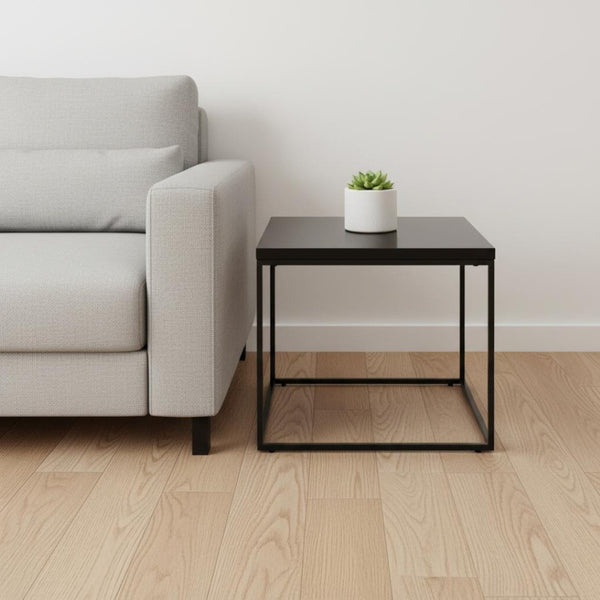 HomeRoots 20" Black Square End Table - Sleek Minimalist Design for Versatile Living Room & Bedroom Decor 400528