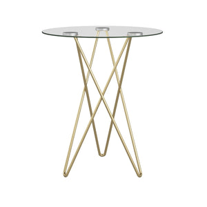 Homeroots Geometric Clear Glass And Gold Round Table   400529