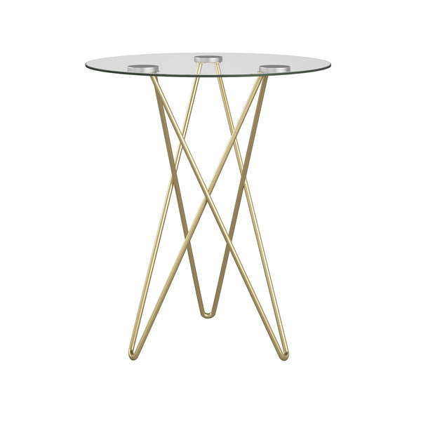 Homeroots Geometric Clear Glass And Gold Round Table   400529