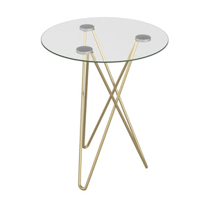 Homeroots Geometric Clear Glass And Gold Round Table   400529