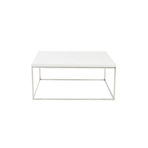 Homeroots 35" White And Silver Metal Square Coffee Table   400548