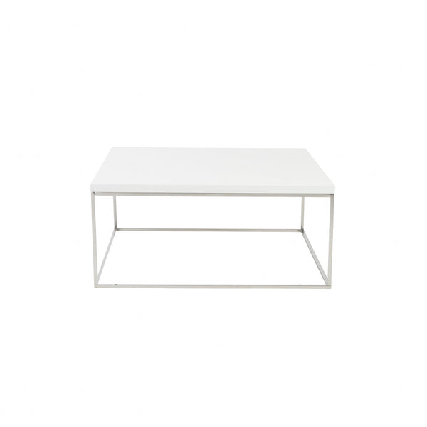 Homeroots 35" White And Silver Metal Square Coffee Table   400548