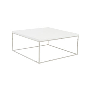 Homeroots 35" White And Silver Metal Square Coffee Table   400548