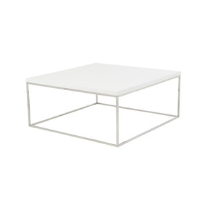 Homeroots 35" White And Silver Metal Square Coffee Table   400548