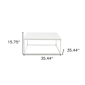 Homeroots 35" White And Silver Metal Square Coffee Table   400548