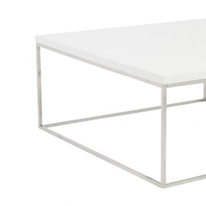 Homeroots 35" White And Silver Metal Square Coffee Table   400548