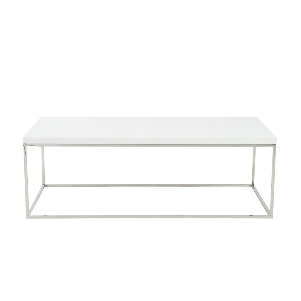 Homeroots 47" White And Silver Metal Coffee Table   400549