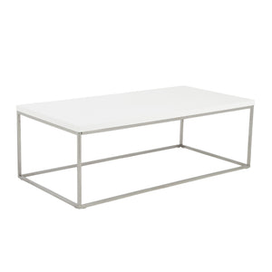 Homeroots 47" White And Silver Metal Coffee Table   400549