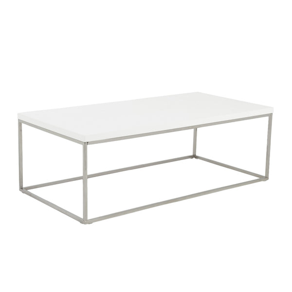 Homeroots 47" White And Silver Metal Coffee Table   400549