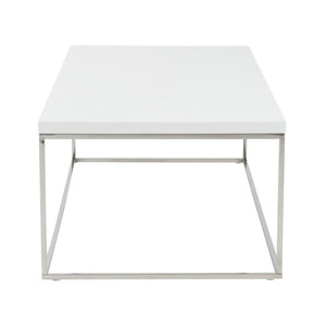 Homeroots 47" White And Silver Metal Coffee Table   400549