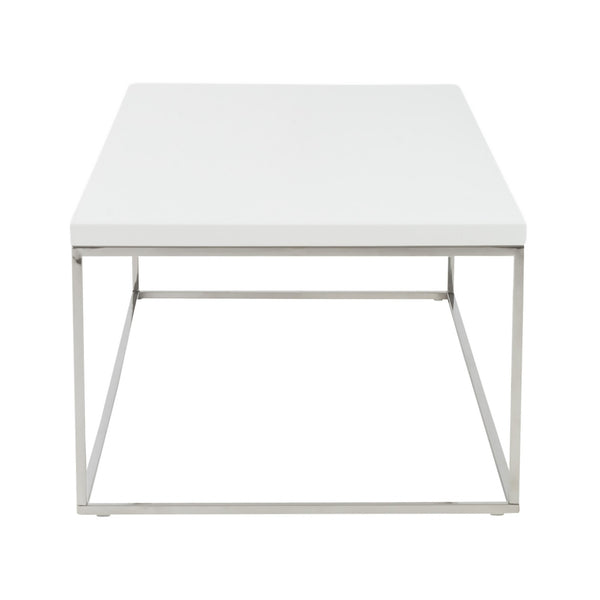 Homeroots 47" White And Silver Metal Coffee Table   400549