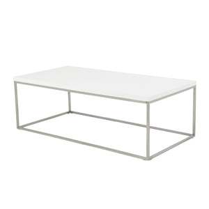Homeroots 47" White And Silver Metal Coffee Table   400549