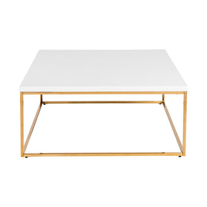 Homeroots 35" White And Gold Metal Square Coffee Table   400553