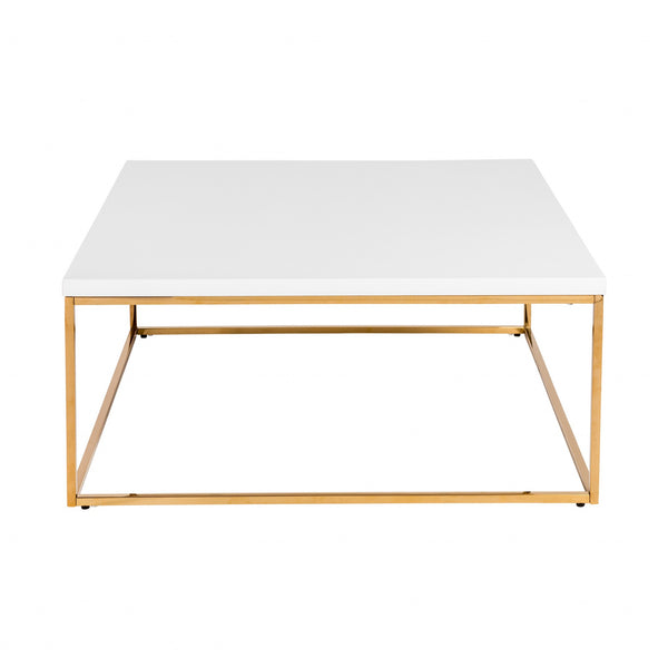 Homeroots 35" White And Gold Metal Square Coffee Table   400553