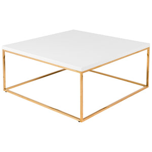 Homeroots 35" White And Gold Metal Square Coffee Table   400553