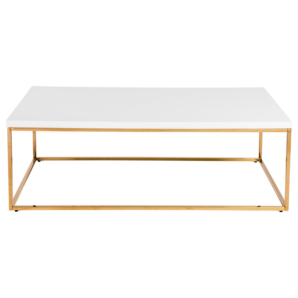 Homeroots 47" White And Gold Metal Coffee Table   400555