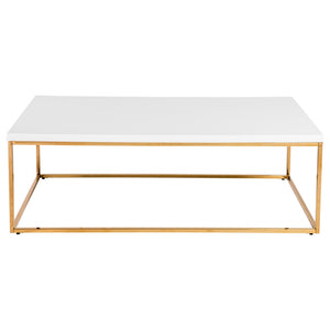 Homeroots 47" White And Gold Metal Coffee Table   400555