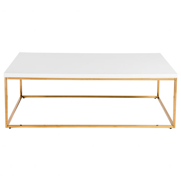 Homeroots 47" White And Gold Metal Coffee Table   400555