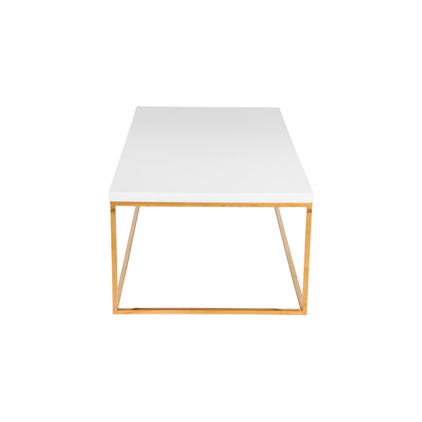 Homeroots 47" White And Gold Metal Coffee Table   400555