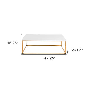 Homeroots 47" White And Gold Metal Coffee Table   400555
