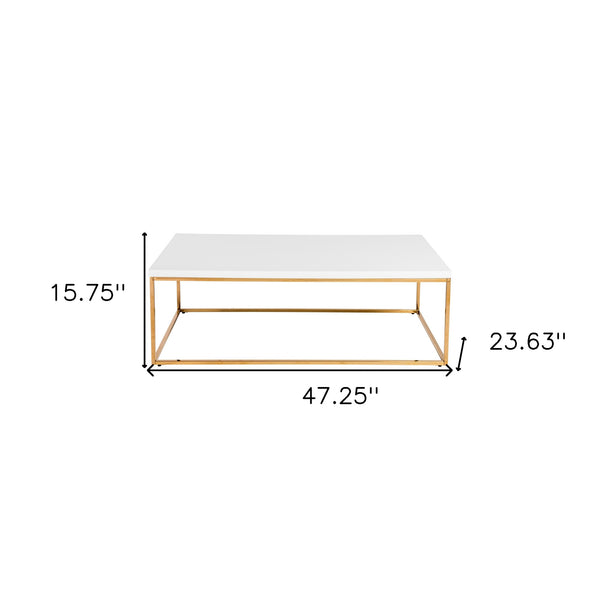 Homeroots 47" White And Gold Metal Coffee Table   400555