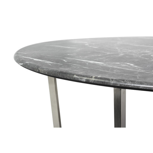 Homeroots 36" Black And Silver Faux Marble Round Coffee Table   400560