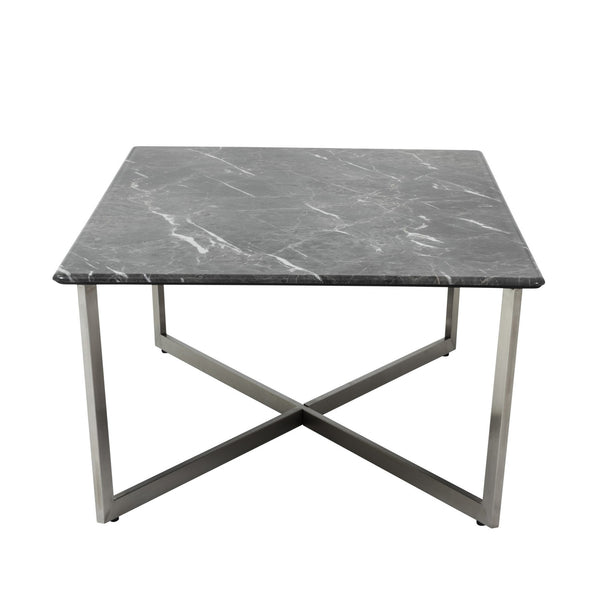 Homeroots 47" Black And Silver Faux Marble Rectangular Coffee Table   400562