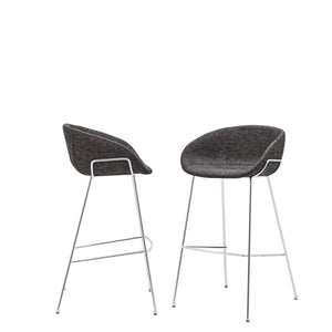 Homeroots Set Of Two 30" Black And Silver Steel Low Back Bar Height Bar Chairs   400564