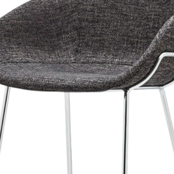 Homeroots Set Of Two 30" Black And Silver Steel Low Back Bar Height Bar Chairs   400564