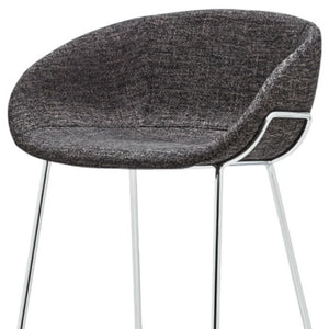 Homeroots Set Of Two 30" Black And Silver Steel Low Back Bar Height Bar Chairs   400564