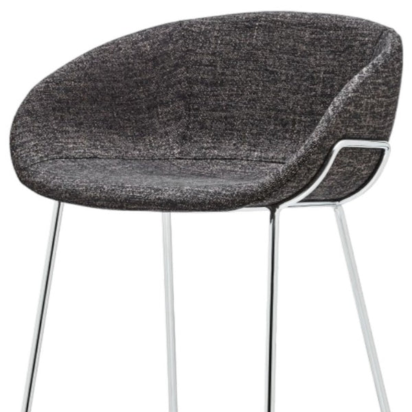 Homeroots Set Of Two 30" Black And Silver Steel Low Back Bar Height Bar Chairs   400564