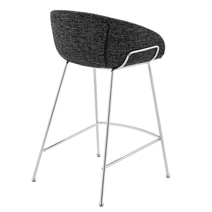 Homeroots Set Of Two 26" Black And Silver Steel Low Back Counter Height Bar Chairs   400565