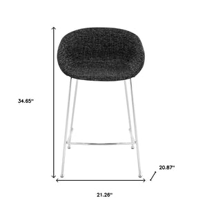 Homeroots Set Of Two 26" Black And Silver Steel Low Back Counter Height Bar Chairs   400565