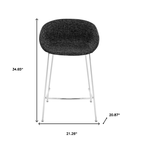 Homeroots Set Of Two 26" Black And Silver Steel Low Back Counter Height Bar Chairs   400565