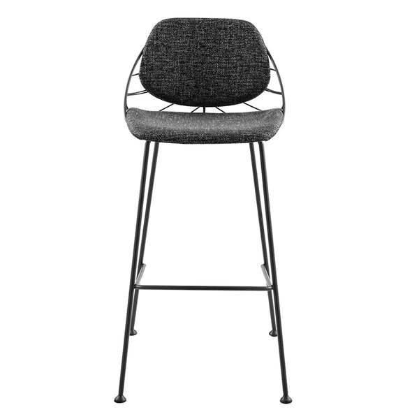 Homeroots Set Of Two 30" Black Steel Low Back Bar Height Bar Chairs   400568