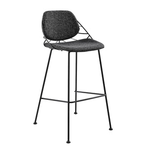 Homeroots Set Of Two 30" Black Steel Low Back Bar Height Bar Chairs   400568