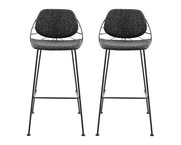 Homeroots Set Of Two 30" Black Steel Low Back Bar Height Bar Chairs   400568