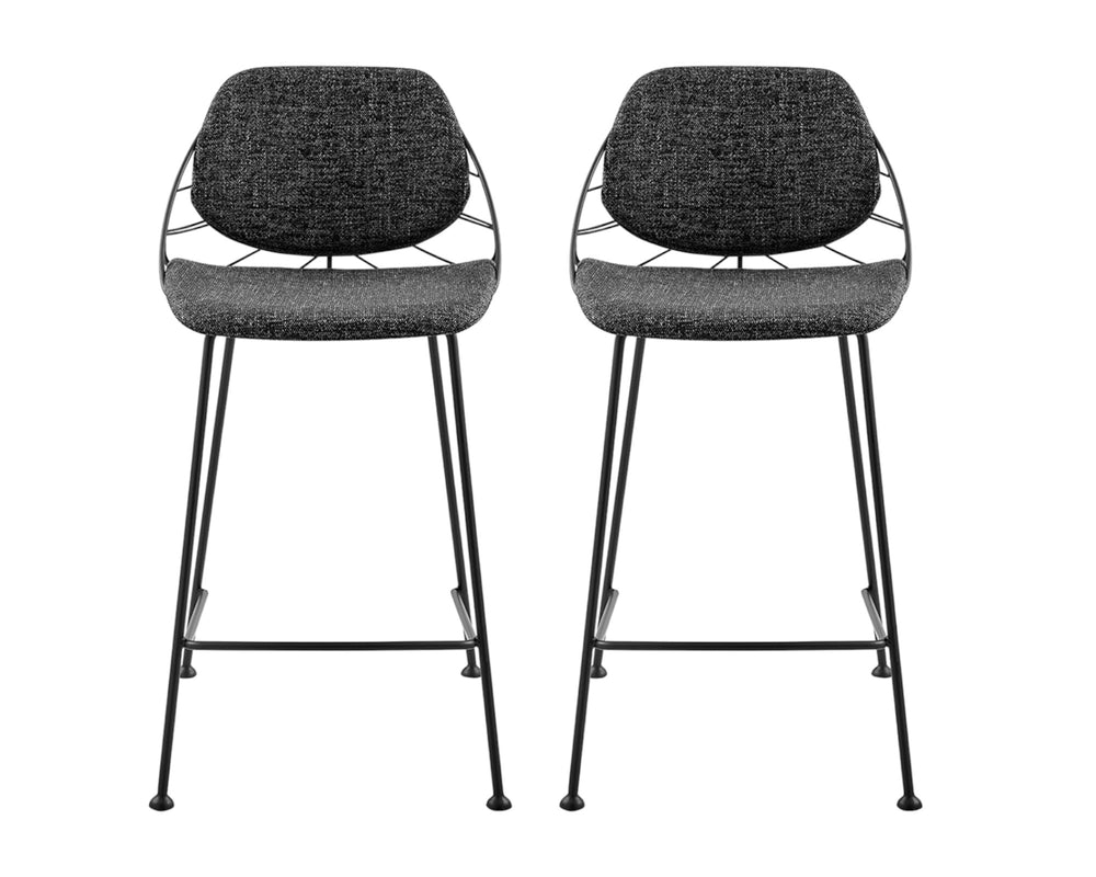 Homeroots Set Of Two 26" Black Steel Low Back Counter Height Bar Chairs   400570