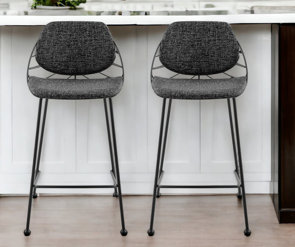 Homeroots Set Of Two 26" Black Steel Low Back Counter Height Bar Chairs   400570