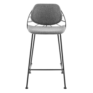 Homeroots Set Of Two 26" Light Gray And Black Steel Low Back Counter Height Bar Chairs   400571