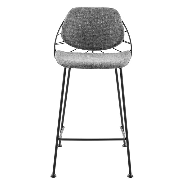 Homeroots Set Of Two 26" Light Gray And Black Steel Low Back Counter Height Bar Chairs   400571