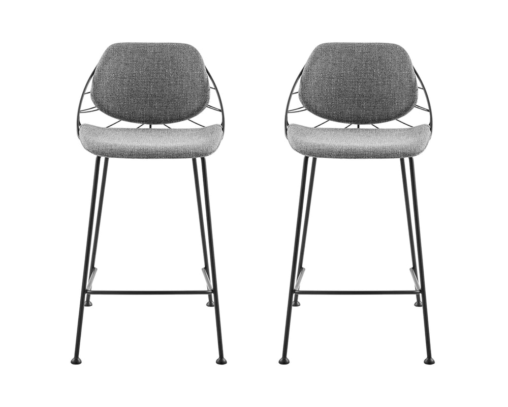 Homeroots Set Of Two 26" Light Gray And Black Steel Low Back Counter Height Bar Chairs   400571