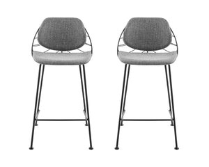 Homeroots Set Of Two 26" Light Gray And Black Steel Low Back Counter Height Bar Chairs   400571