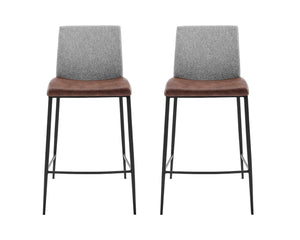 Homeroots Set Of Two 26" Brown And Black Steel Low Back Counter Height Bar Chairs   400577