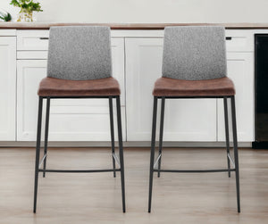 Homeroots Set Of Two 26" Brown And Black Steel Low Back Counter Height Bar Chairs   400577