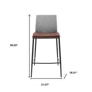 Homeroots Set Of Two 26" Brown And Black Steel Low Back Counter Height Bar Chairs   400577