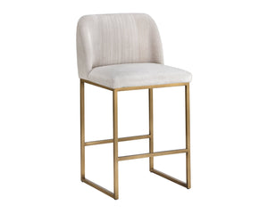 Sunpan Nevin Modern Counter Stool - Stylish Comfort with Antique Brass Legs, Perfect for Any Space Polo Club Muslin