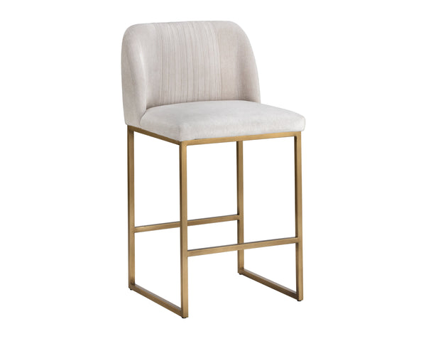 Sunpan Nevin Modern Counter Stool - Stylish Comfort with Antique Brass Legs, Perfect for Any Space Polo Club Muslin