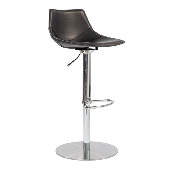 Homeroots 32" Black And Silver Steel Swivel Low Back Bar Height Bar Chair   400583
