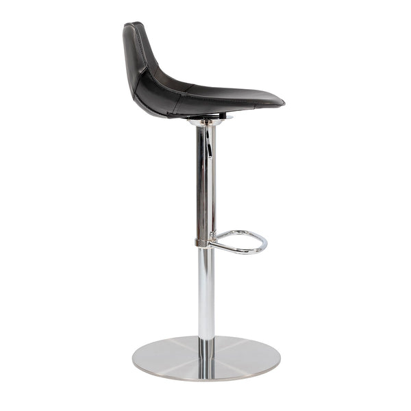 Homeroots 32" Black And Silver Steel Swivel Low Back Bar Height Bar Chair   400583